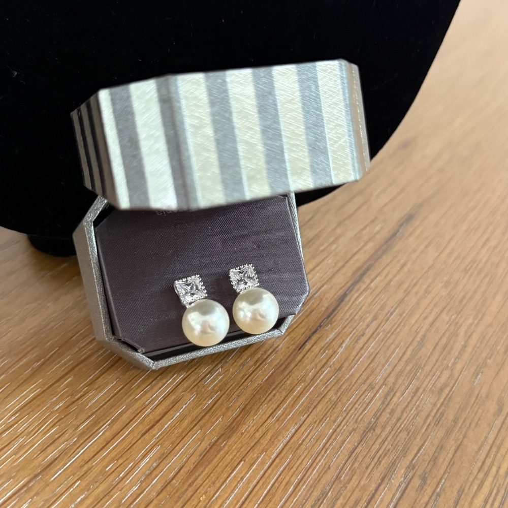 Pearl and Silver Stud Earrings